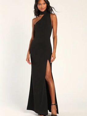 Lulu’s Asymmetrical Cutout Halter Maxi Dress